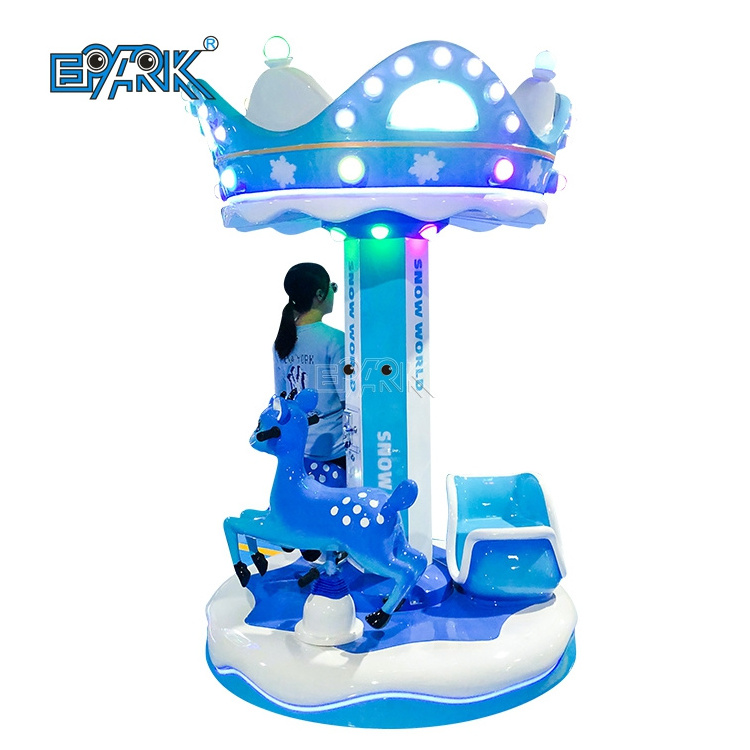 Coin Operated Kiddie Rides Portable Carrousel Small Fairground Merry-Go-Round 3Seats Mini Indoor Carousel Horse For Sale