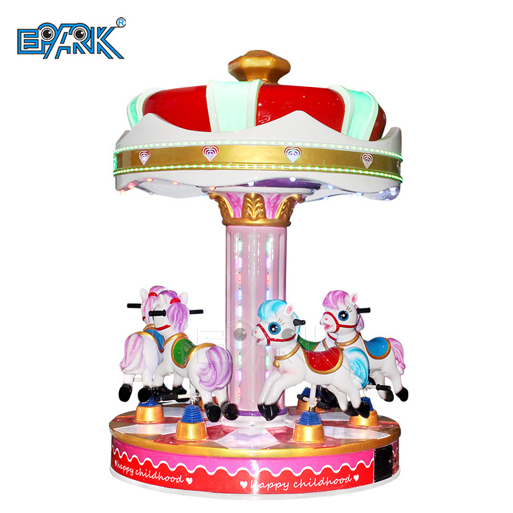 Factory Popular 6-Person Carousel Horse Rides Kids' Fiberglass Amusement Ride for Indoor/Outdoor Use for Schools