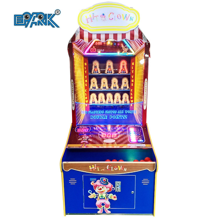 Indoor Coin Operated Toss Coin Hit The Clown Arcade Game Machine Redemption Game Machine