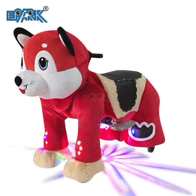 Amusement  Ride For Kids Elephant Dog Akita Inu Plush Stuffed Electric Battery Operated Ride Animals On Wheels