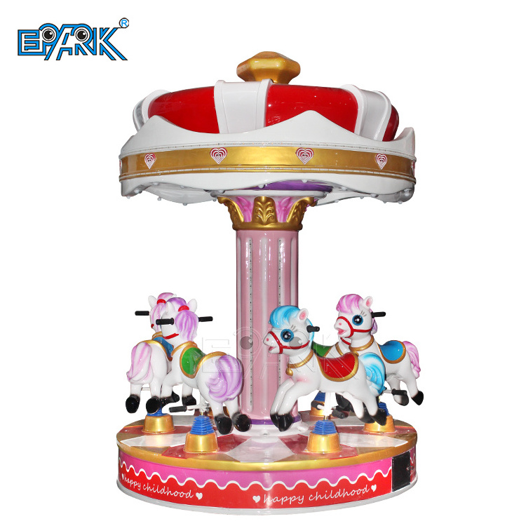 Factory Popular 6-Person Carousel Horse Rides Kids' Fiberglass Amusement Ride for Indoor/Outdoor Use for Schools