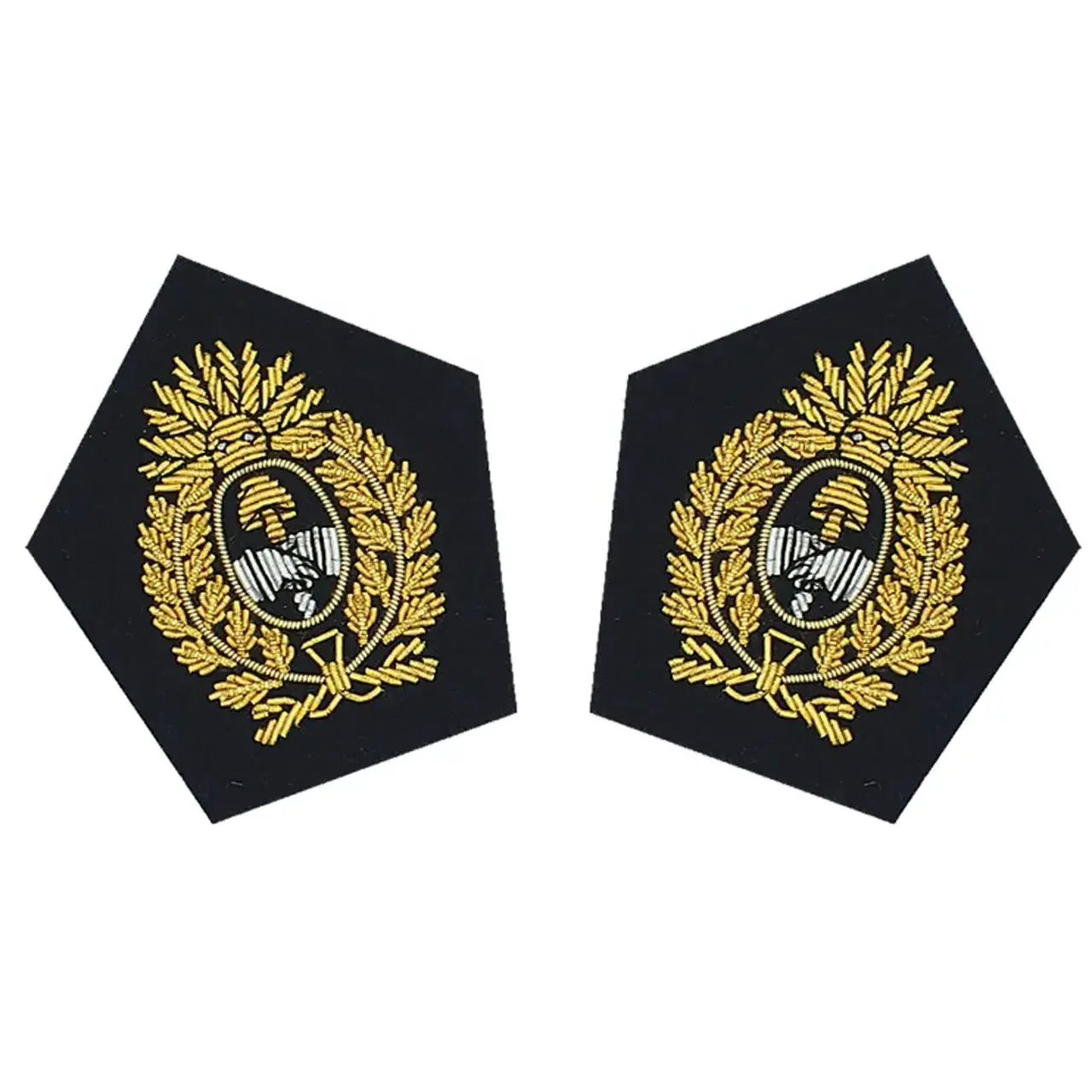 Ceremonial Officer Uniform Collar Badges Embroidered Collar badges and Uniform Accessories