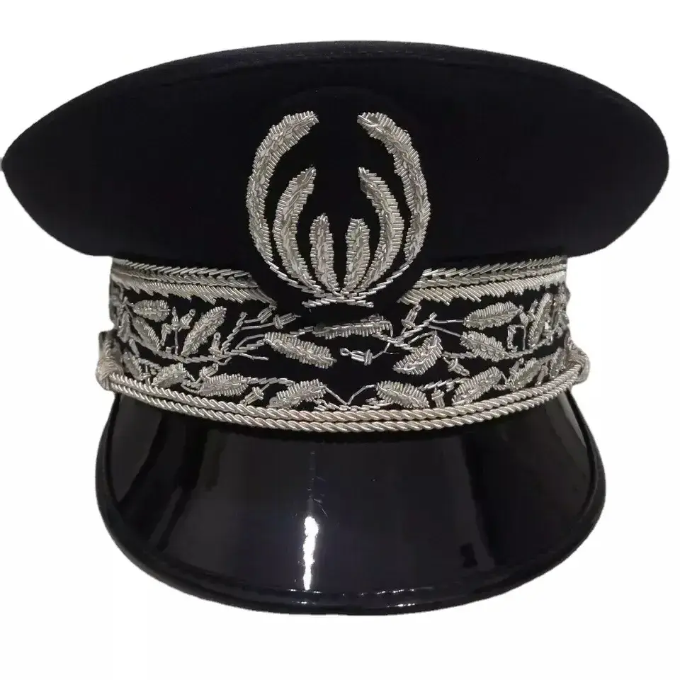 OEM Wholesale High Quality Custom Officer  Cap Head Wear Wholesale Officer Hat with Bullion Badge Bullion