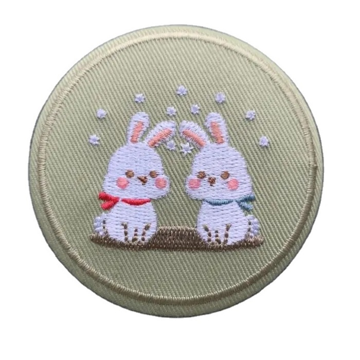 High Quality  Badge Pin Funny Rabbit Design Embroidery badges Clip Up Bag Clothes Brooch Badge