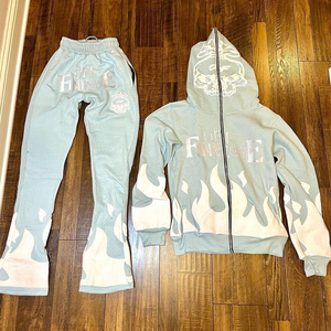 image supply  made track suit 100% cotton heavyweight acid wash Hight quality men custom plus size men's sets track suit for men