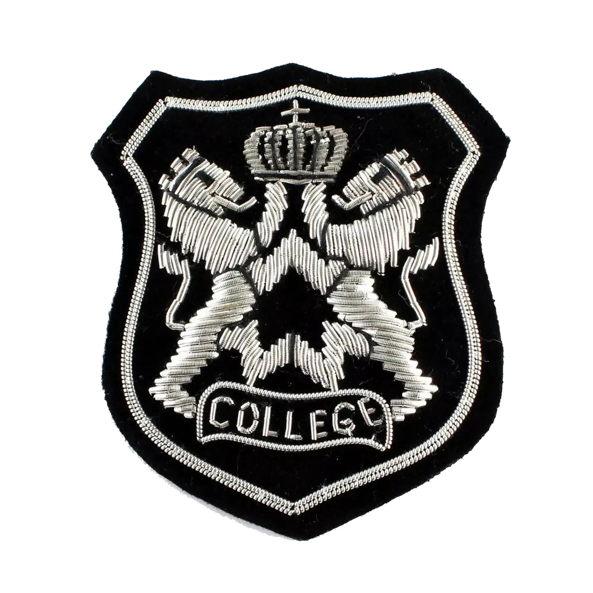 Bullion Metallic Wire Hand Made Badges Professional Regimental Officers Uniform Wear Hand Embroidered Blazer Badge For Sale