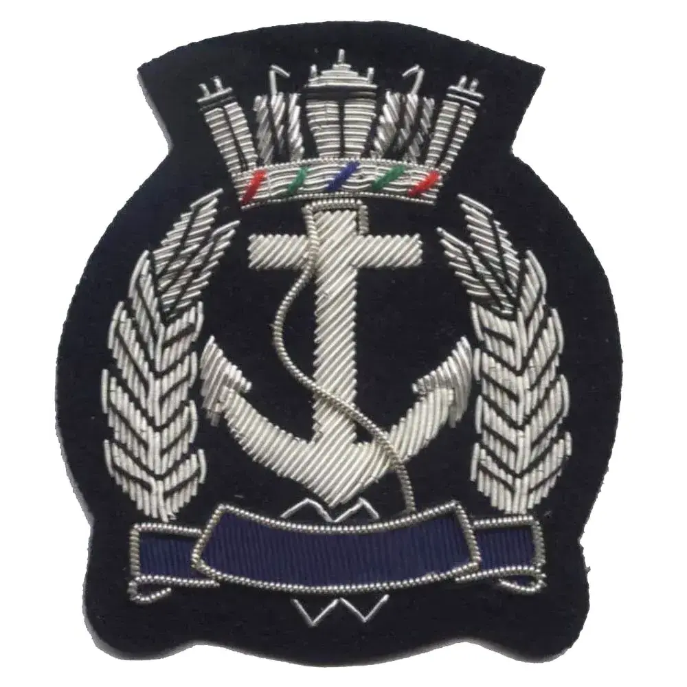 Hand Embroidered OEM Service Blazer Badges Manufacturer Custom Made Royal Naval Association Bullion Wire Blazer Badge For Sale