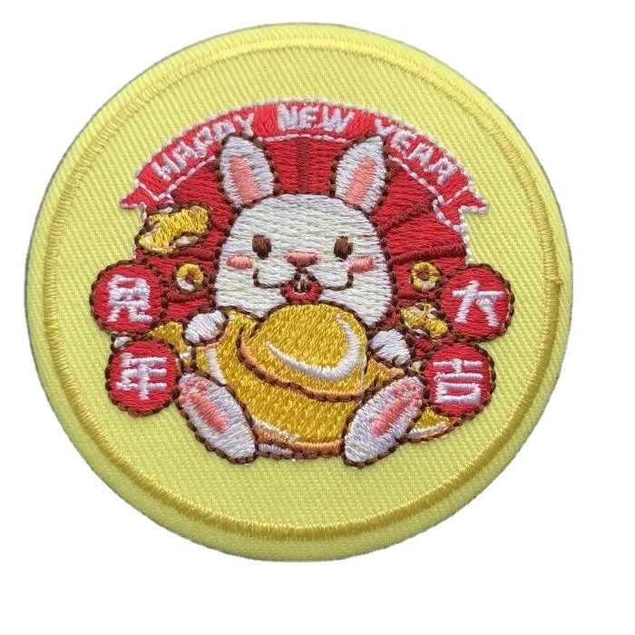 High Quality  Badge Pin Funny Rabbit Design Embroidery badges Clip Up Bag Clothes Brooch Badge