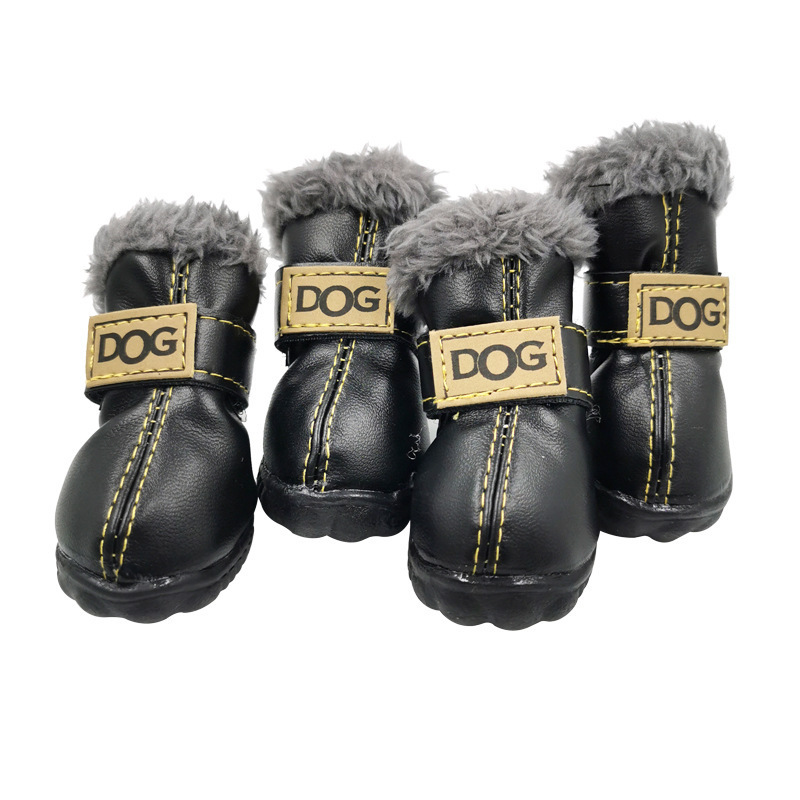 Wholesale Custom Winter products Pet Dog Shoes Warm Snow Boots Luxury Thicken Fur Anti-Slip Waterproof Winter Dog Shoes