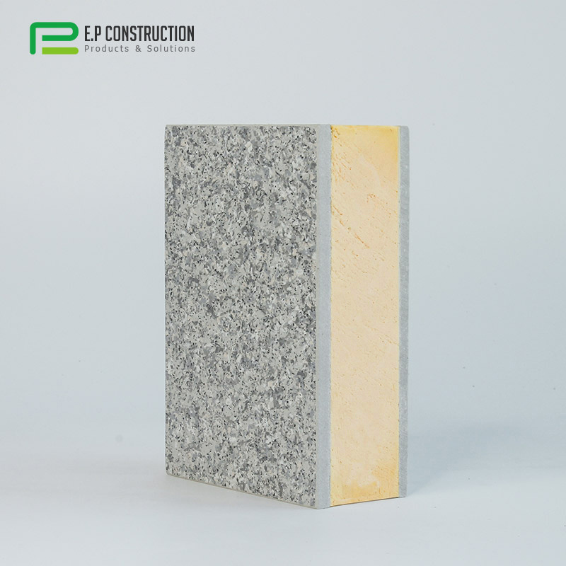 100mm Exterior Fireproof Wall Cladding Stone Tile Insulated Polyurethane Insulation Modular Foam PU Sandwich Panels