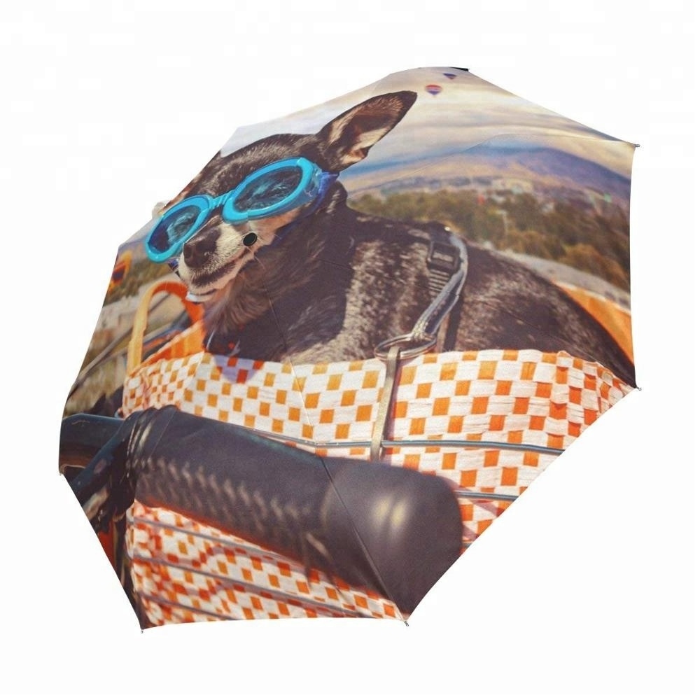 Wholesale High Quality Automatic Uv Protection Portable 3 Fold Umbrella Backpack Cartoon Custom Cute Kids Parasol Umbrella