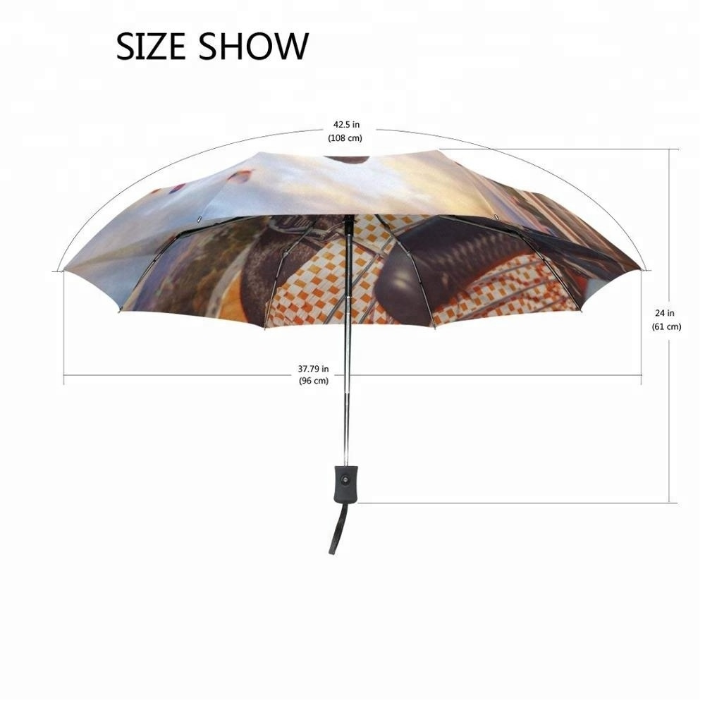 Wholesale High Quality Automatic Uv Protection Portable 3 Fold Umbrella Backpack Cartoon Custom Cute Kids Parasol Umbrella