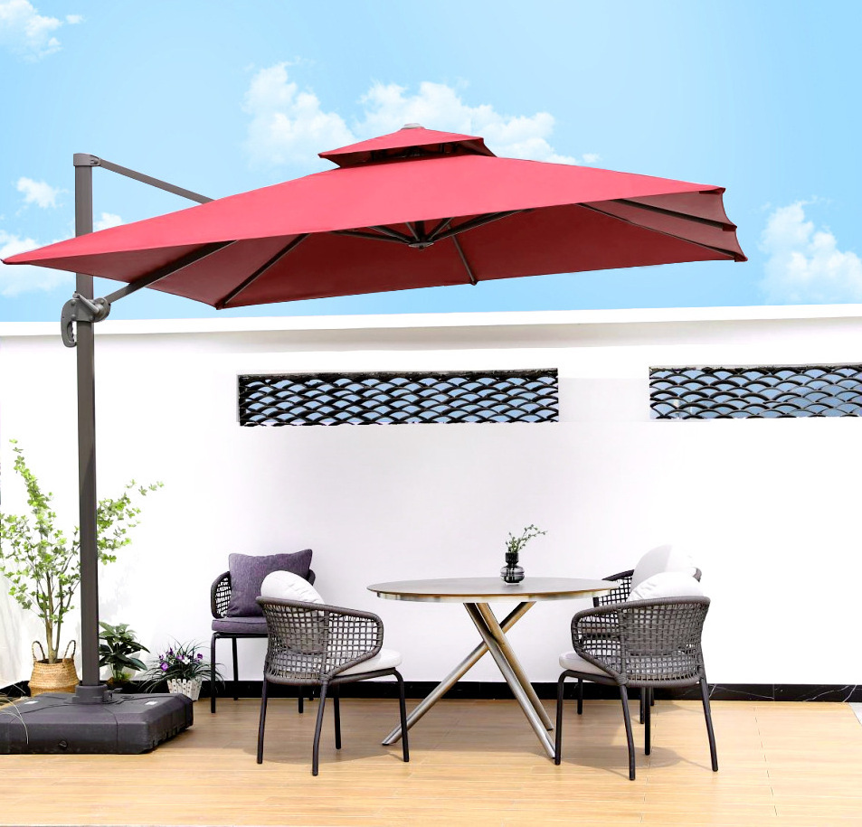 Outdoor Furniture Cabana Beach Garden Hanging Umbrella Led Light Patio Parasols Umbrellas