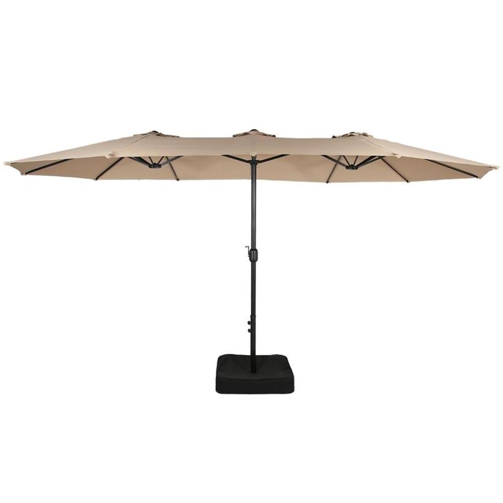 15Ft Double-Sided Patio Umbrella Outdoor Market Umbrella with Crank Extra Large Double-Sided Design with Polyester Fabric