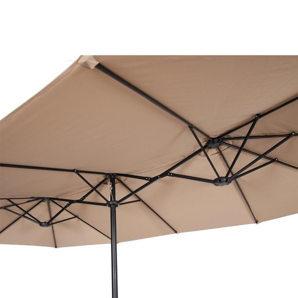 15Ft Double-Sided Patio Umbrella Outdoor Market Umbrella with Crank Extra Large Double-Sided Design with Polyester Fabric