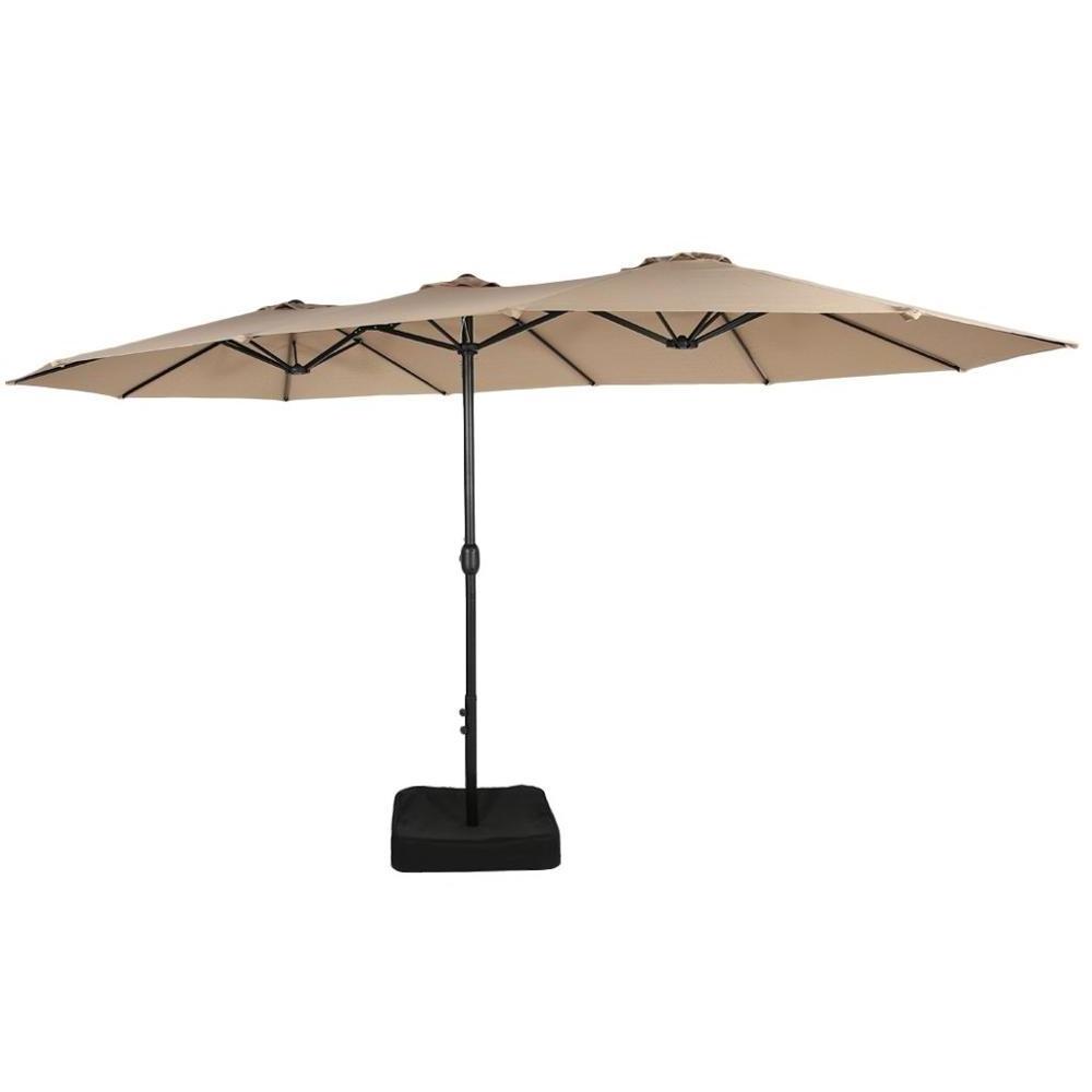 15Ft Double-Sided Patio Umbrella Outdoor Market Umbrella with Crank Extra Large Double-Sided Design with Polyester Fabric