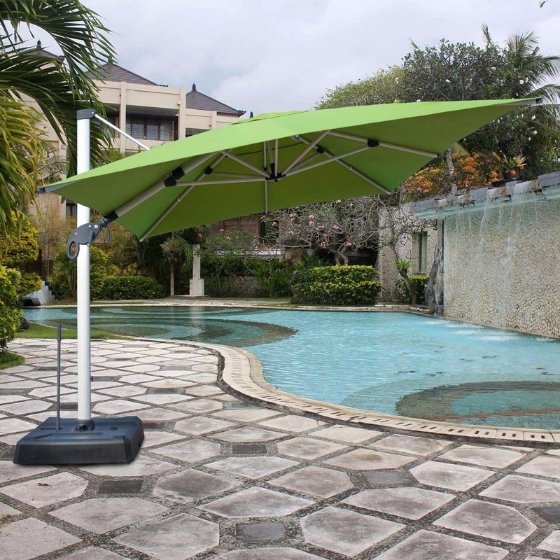 Outdoor Rectangle Umbrella Large Cantilever Umbrellas with LED Light Heavy Duty Sun Umbrella for Garden Beach Pool Side