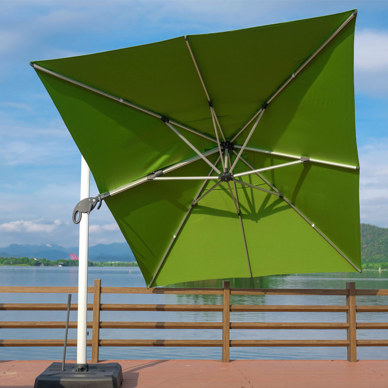 Outdoor Rectangle Umbrella Large Cantilever Umbrellas with LED Light Heavy Duty Sun Umbrella for Garden Beach Pool Side