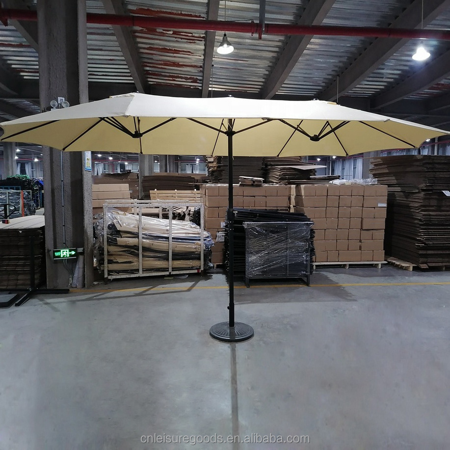 1.8M 2M outdoor furniture tilt elastic coating wood parasol patio white color umbrella with tassels