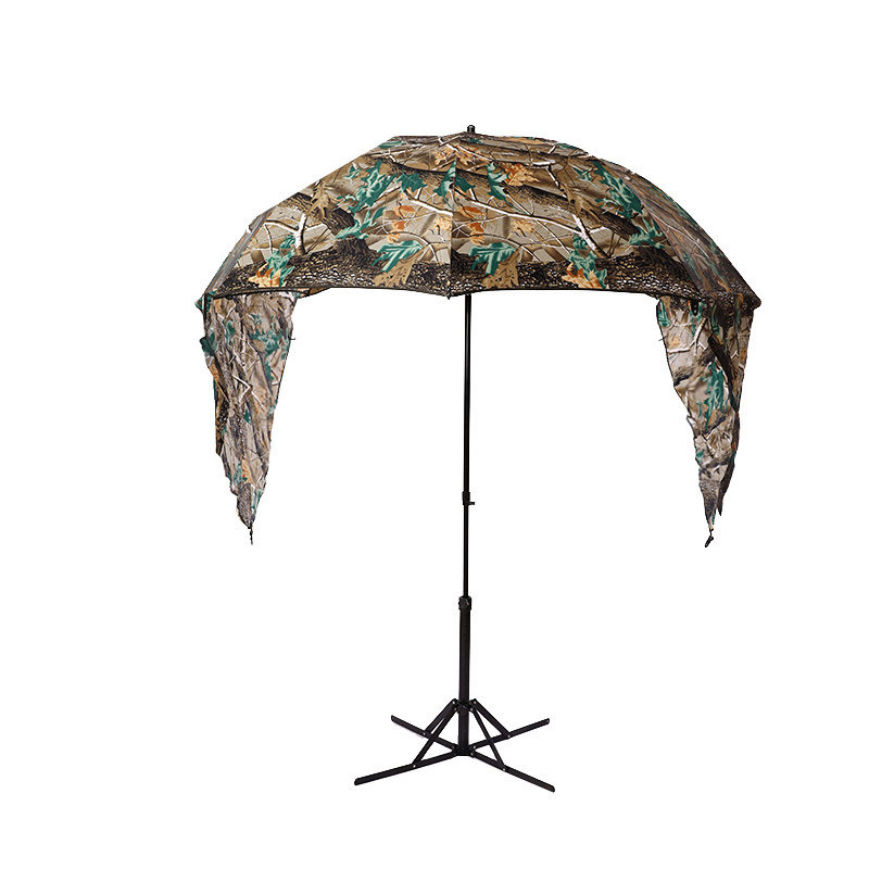 Hiking Beach Camping Outdoor Sport Custom Printed Camouflage Fishing Umbrella with tilt and side wall