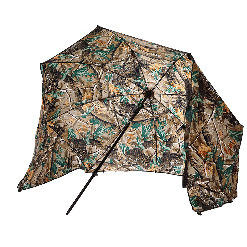 Hiking Beach Camping Outdoor Sport Custom Printed Camouflage Fishing Umbrella with tilt and side wall