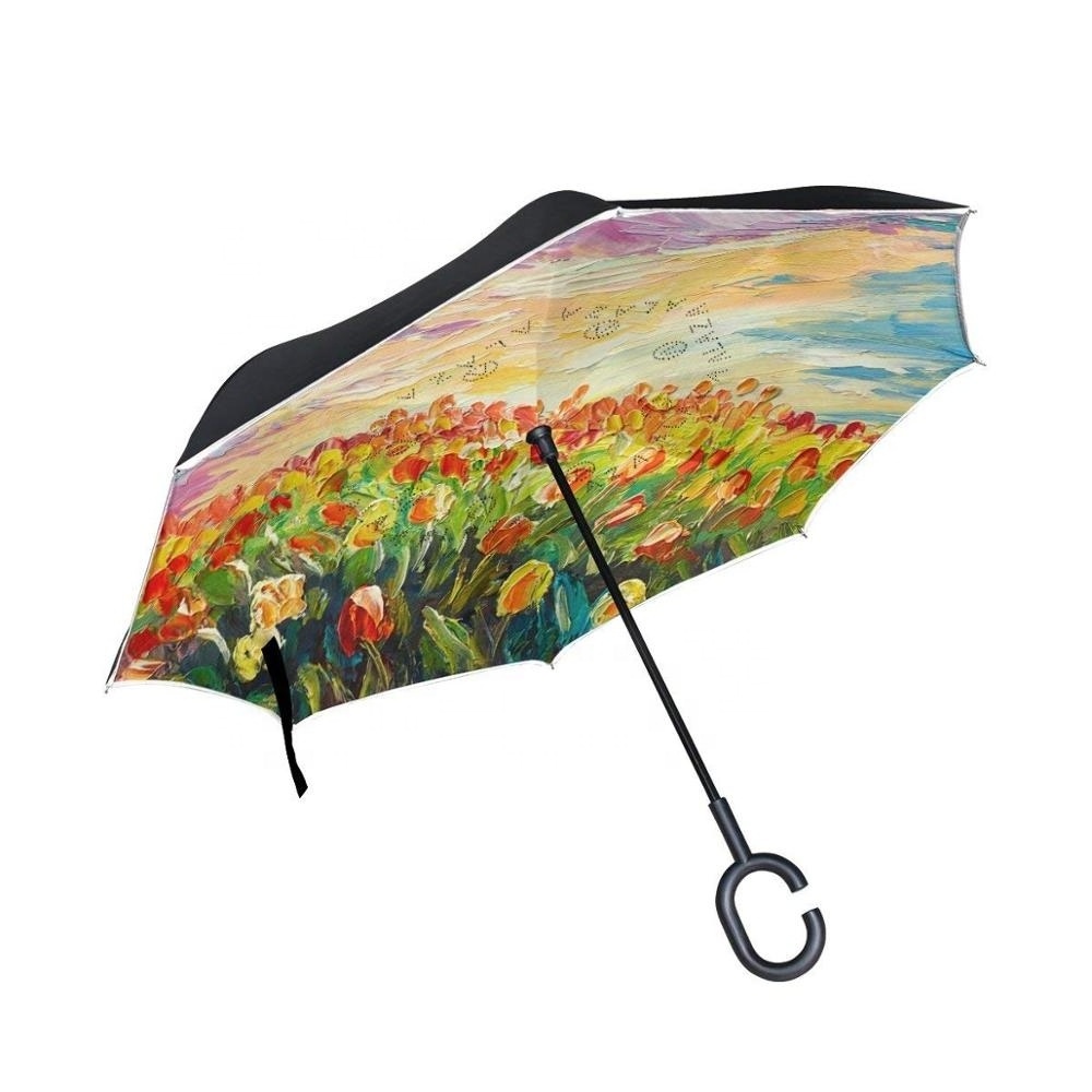 Double Layers Big Parapluie Inverse Umbrella For Car Business Umbrella Rain Men Women Reverse Umbrellas