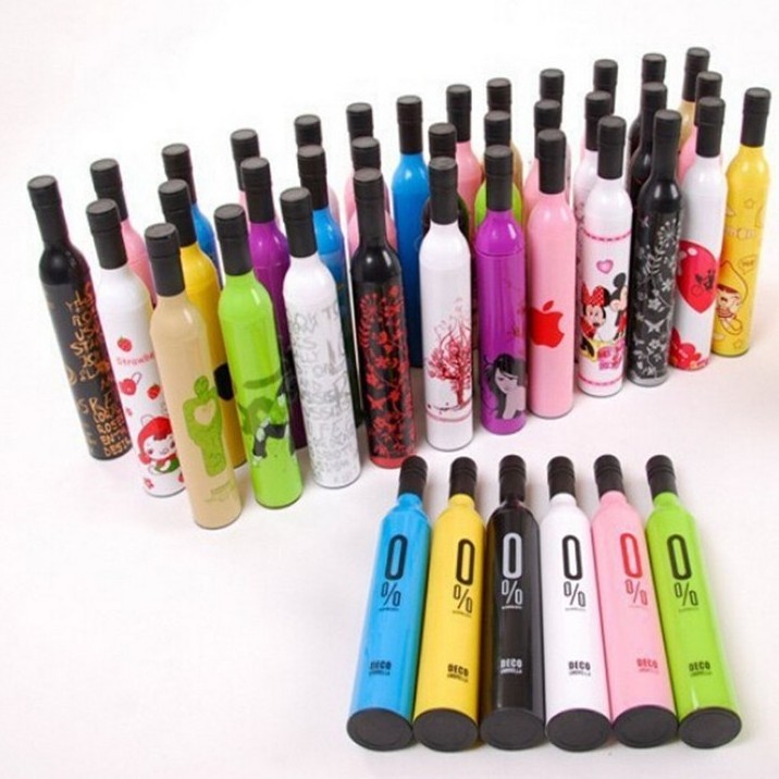 Welcome Gift Custom Logo Digital Printing Cheap Wine Bottle Deco Shape Umbrella Design Factory