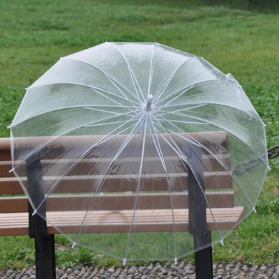 Custom Print High quality frame straight POE/PVC mushroom transparent umbrella/Promotion umbrella for gilfs