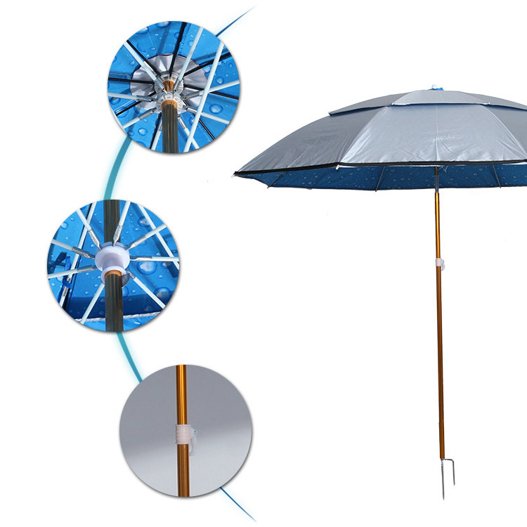 Factory UV Resistant Folding Solar Outdoor Large Beach Umbrella 6*6M Beige Color Chinese Garden Parasol