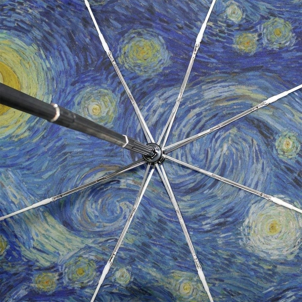 Van Gogh Oil Painting Auto Open Close 3 Folding Umbrella