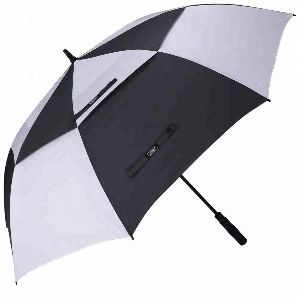 Big Automatic High Quality Windproof Car Brand Logo No Metal Rain Golf Umbrella Large 68 INCH Custom Double Canopy Umbrellas