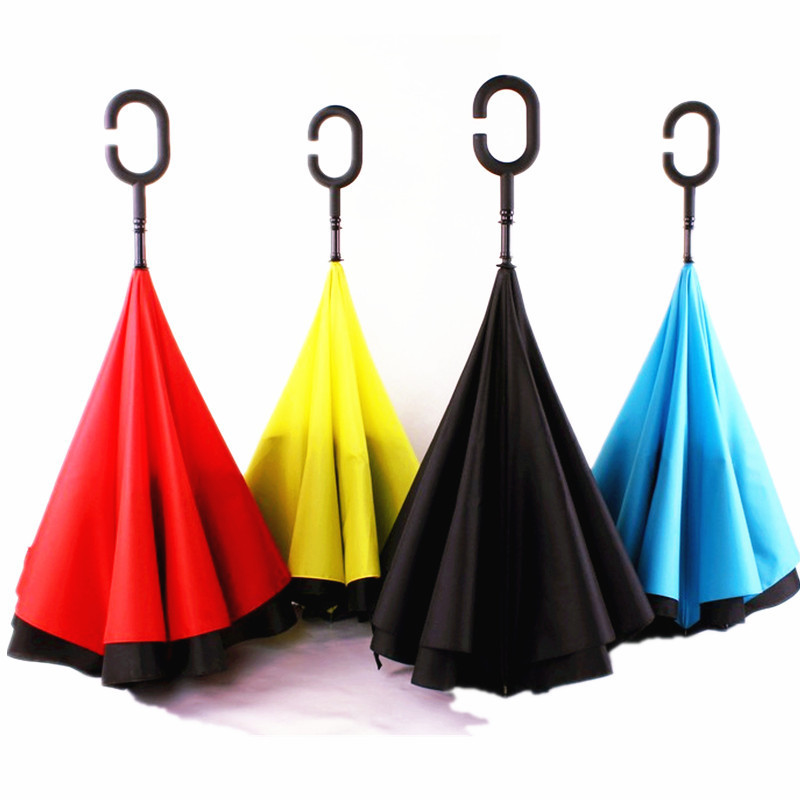 Double Layer Inverted Umbrella Big Straight Reverse Parasol Windproof UV Protection Umbrella for Car Rain Outdoor Hands Free