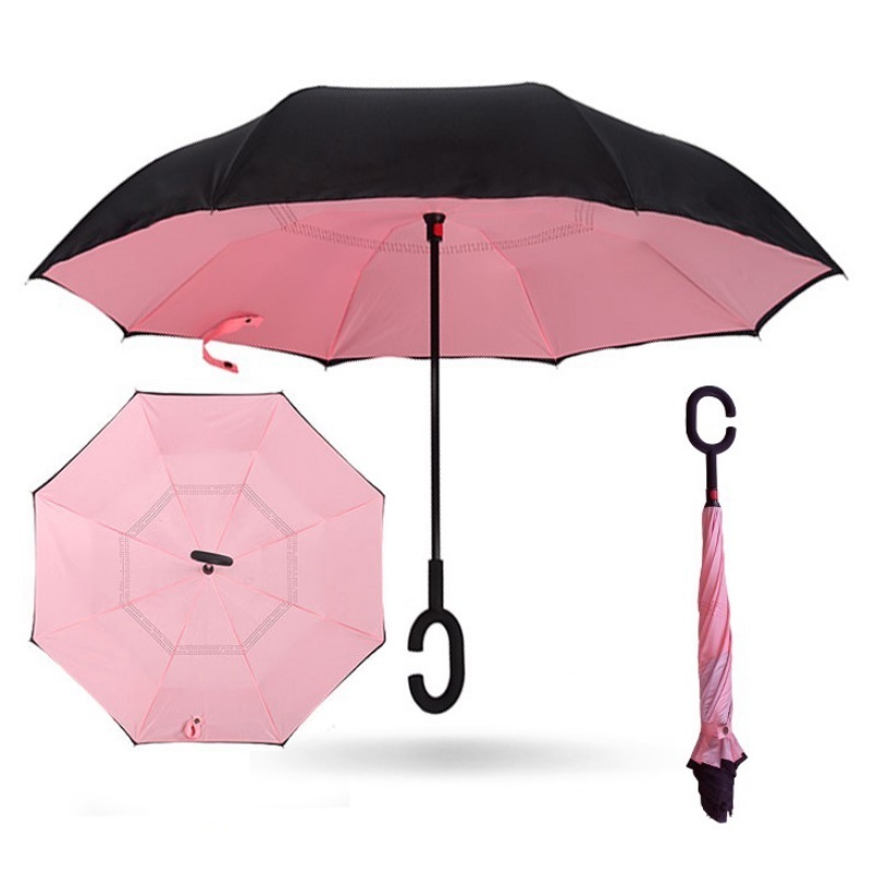 Double Layer Inverted Umbrella Big Straight Reverse Parasol Windproof UV Protection Umbrella for Car Rain Outdoor Hands Free