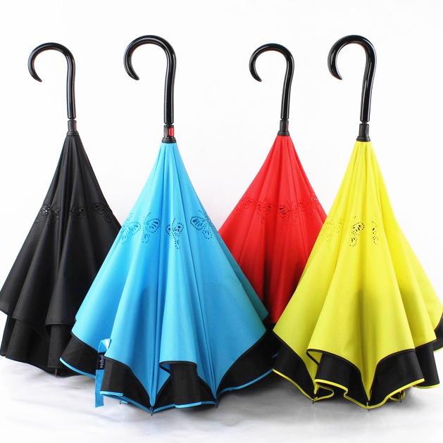 Double Layer Inverted Umbrella Big Straight Reverse Parasol Windproof UV Protection Umbrella for Car Rain Outdoor Hands Free