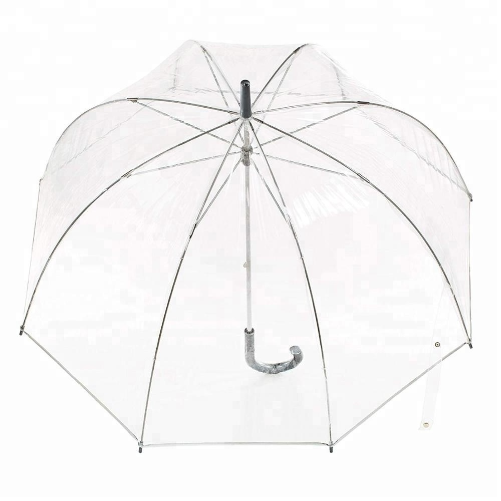 Wholesale Cheap Pvc Custom Printing Rain Straight Clear Dome Bubble See Throught Fashion Transparent Clear Umbrella For Wedding