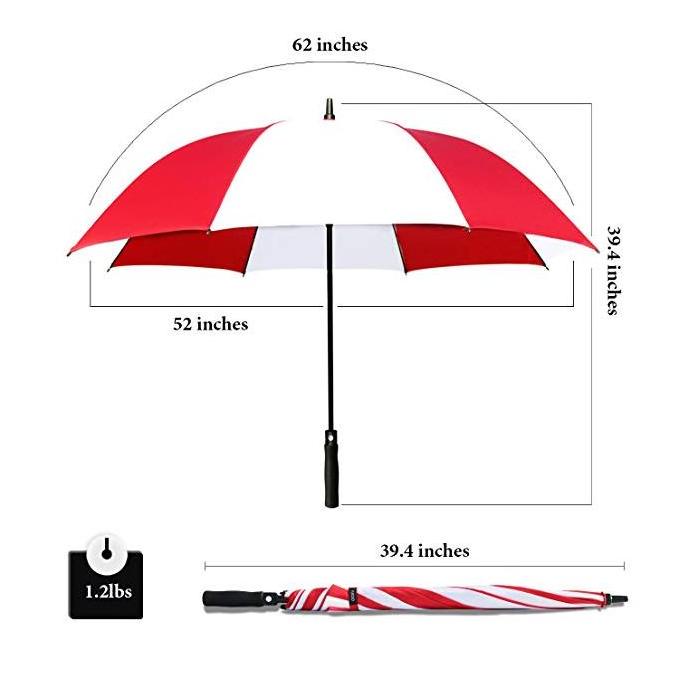 Red White Double Layer Custom Print Golf  Red and White Umbrella Double Canopy 68 inch Big Windproof Large Golf Umbrella