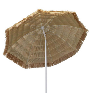 8.2 Feet Tiki Thatched Hula Beach  Crank Open System  in Natural Retro Style straw beach umbrella