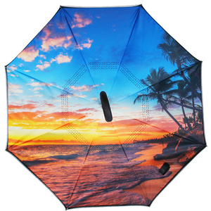 Umbrella Double Layer Inverted Umbrella With C-Shaped Hand Free Umbrella*