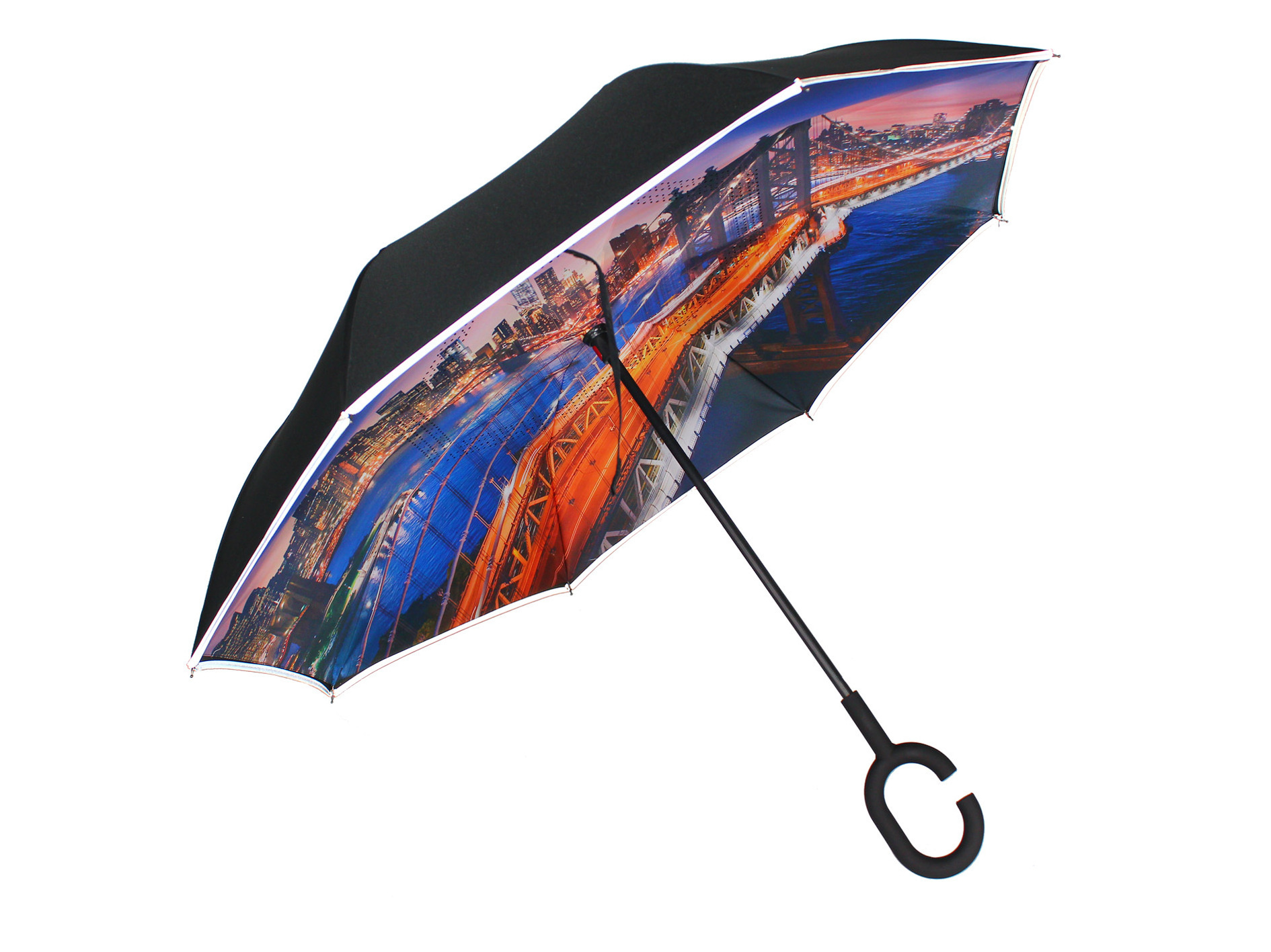 Umbrella Double Layer Inverted Umbrella With C-Shaped Hand Free Umbrella*