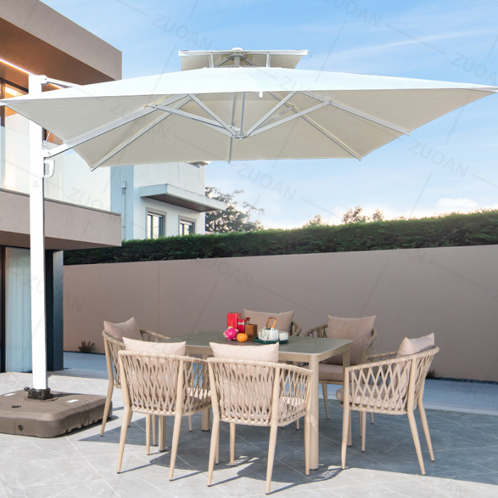 2022 Best Sale 10*10 Ft  Hydraulic Cantilever Rectangular Aluminum Parasol Outdoor Garden Roma Patio Umbrellas