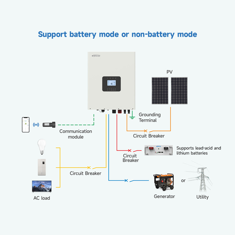 3.5KW 5.5KW 24V 48V 220V 230V MPPT Solar Hybrid Inverter Pure Sine Wave Off Grid Inverter with Wi-Fi optional parallel function