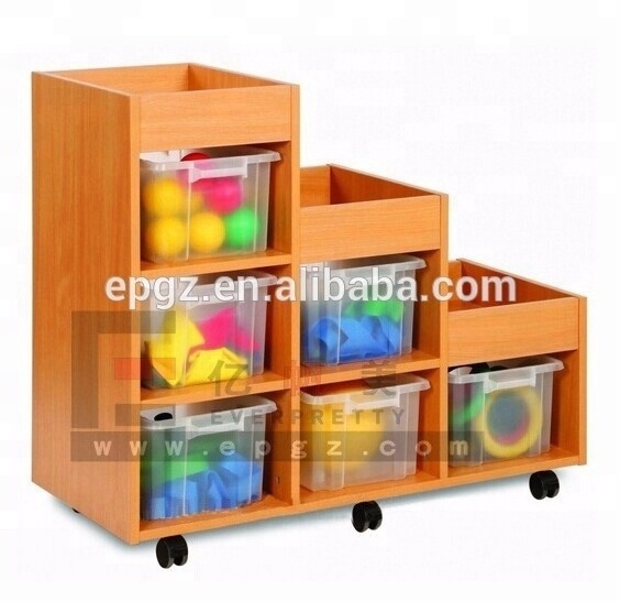 Cheap Children plastic storage  with doors kindergarten wardrobe cabinets