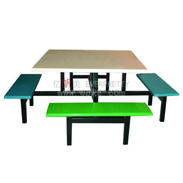 Canteen Dining Hall Table Chairs Set With Seats Metal Frame