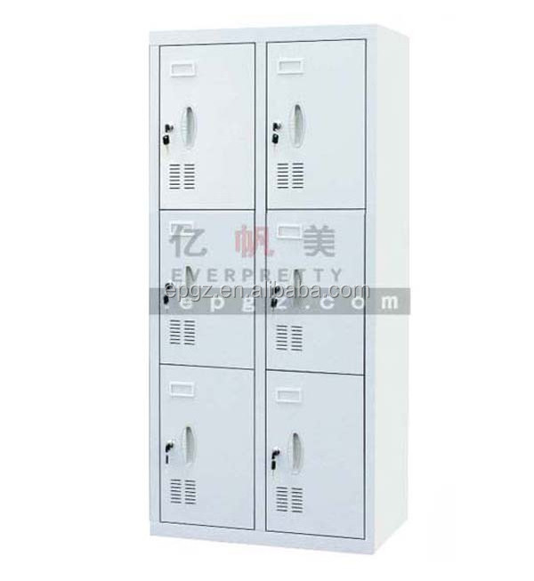 Waterproof Storage Metal Coated 6-door Locker with Lock and Key