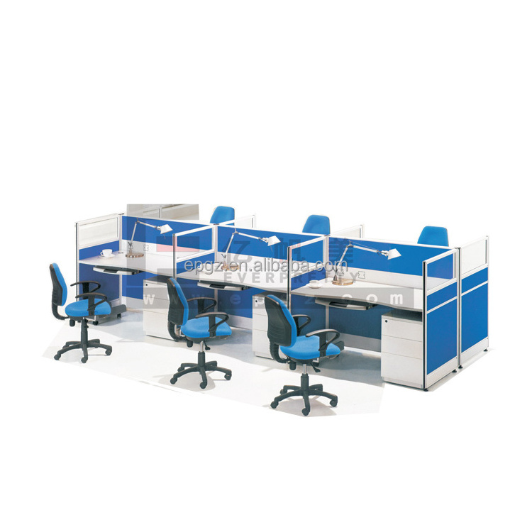 Aluminum Partition 0ffice Cubicle Workstation, Office Desk Specification 6 Person Cluster Workstation