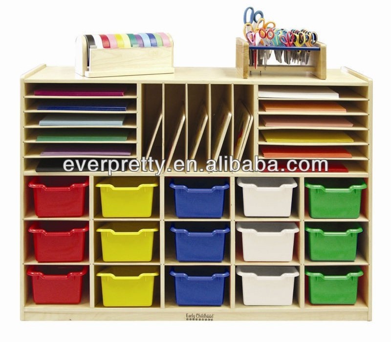 Kindergarten Furniture Wooden Comic Book Storage Cabinet for Kids