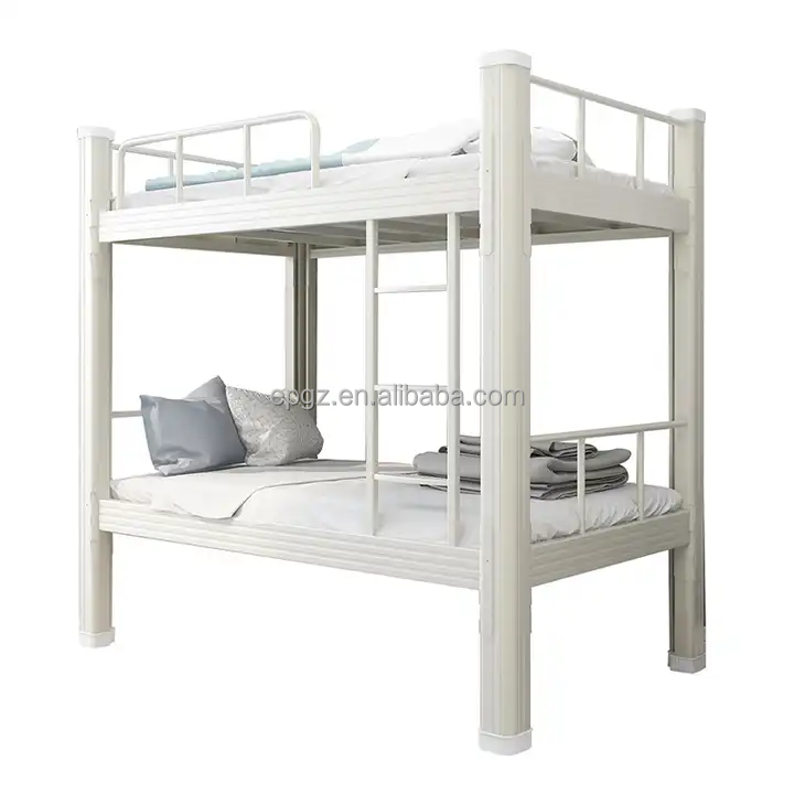 Dormitory Queen Size Loft Bed Hostel Adult Metal Bunk Beds With Stairs