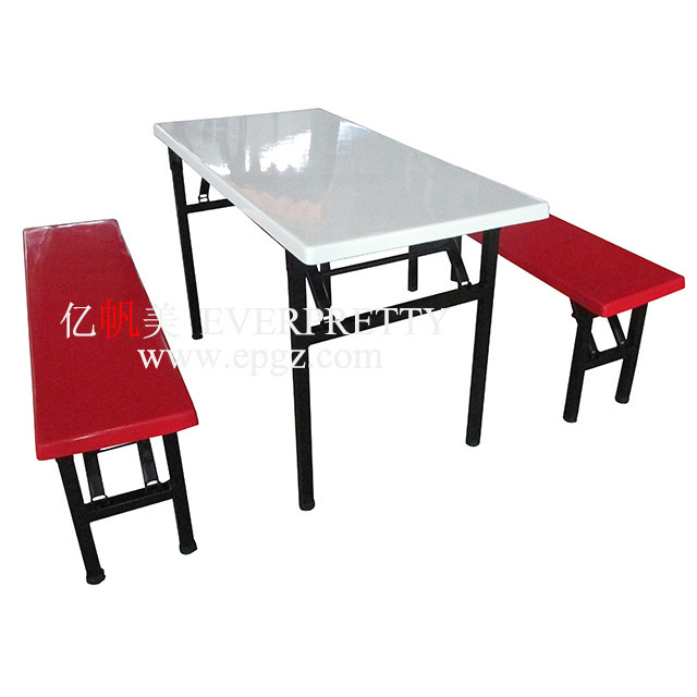 Canteen Dining Hall Table Chairs Set With Seats Metal Frame