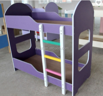 School Kindergarten & Dormitory Furniture Colorful Wooden Nursery Double Bunk Bed