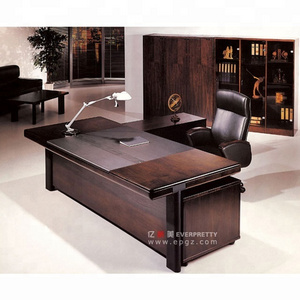 Top Sale Solid wood Luxury Office Furniture Boss Desk Executive Desk and Chair Set with File Cabinet